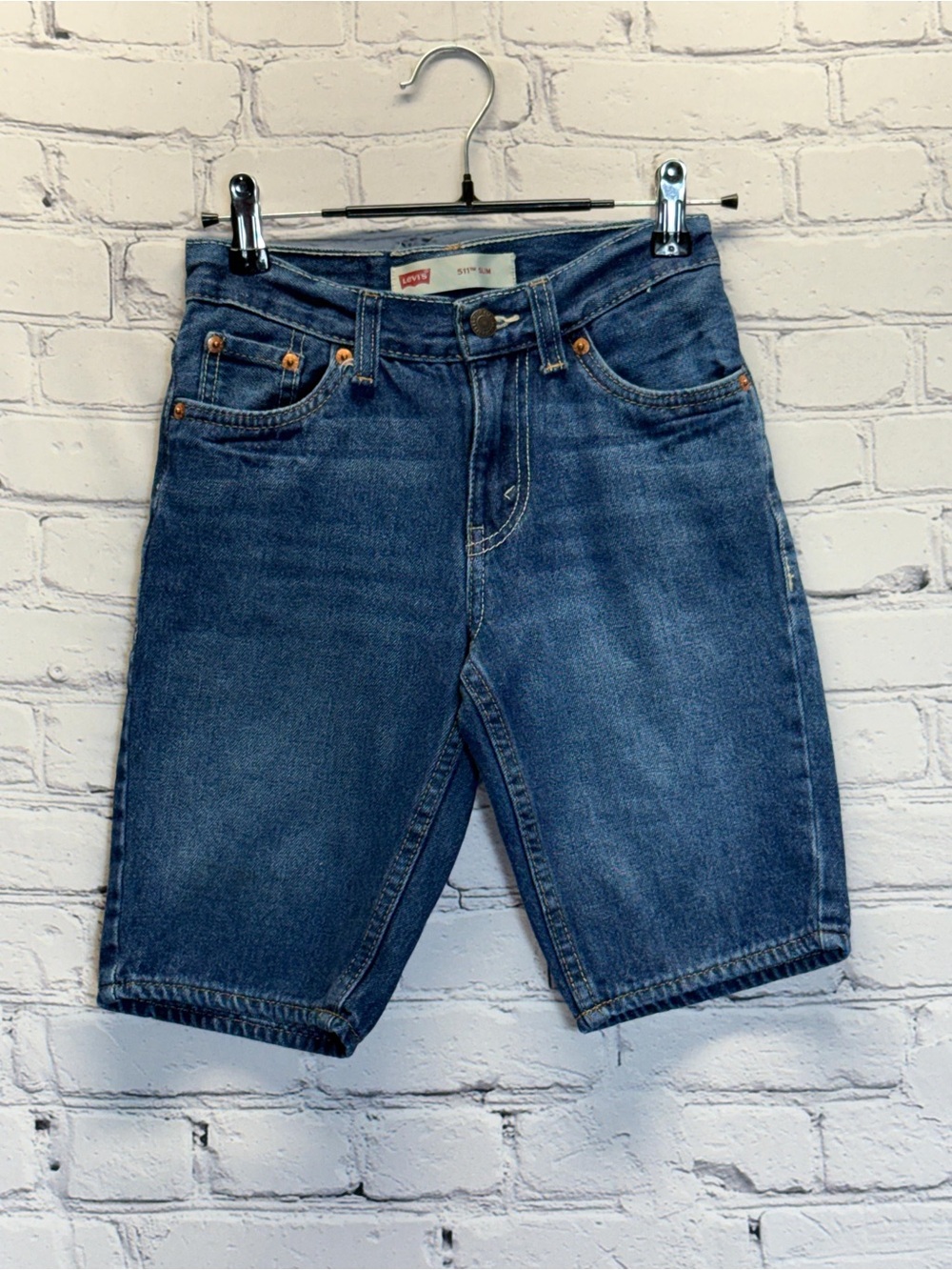 Levi 511 shorts Slim Blue Jean Denim Youth Size 8 Reg Boys Denim Distressed